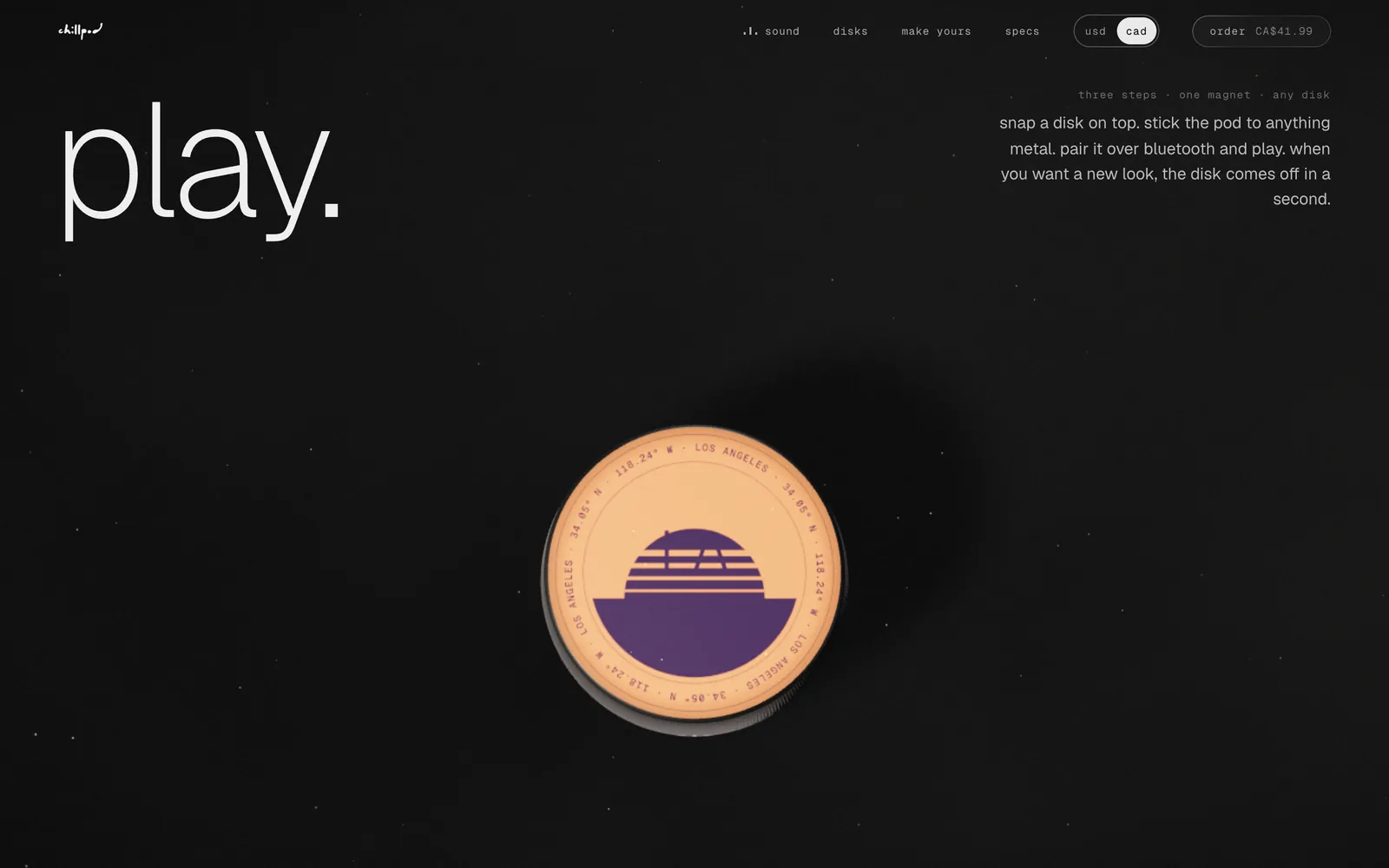 Chill Pod website, snap. play. swap., screen 2