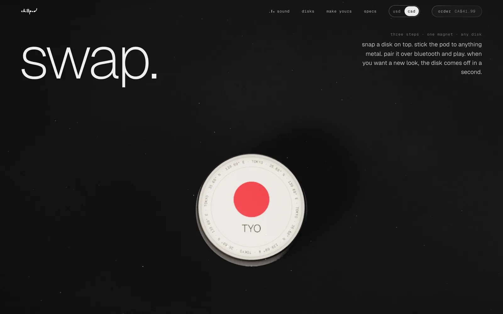 Chill Pod website, snap. play. swap., screen 3
