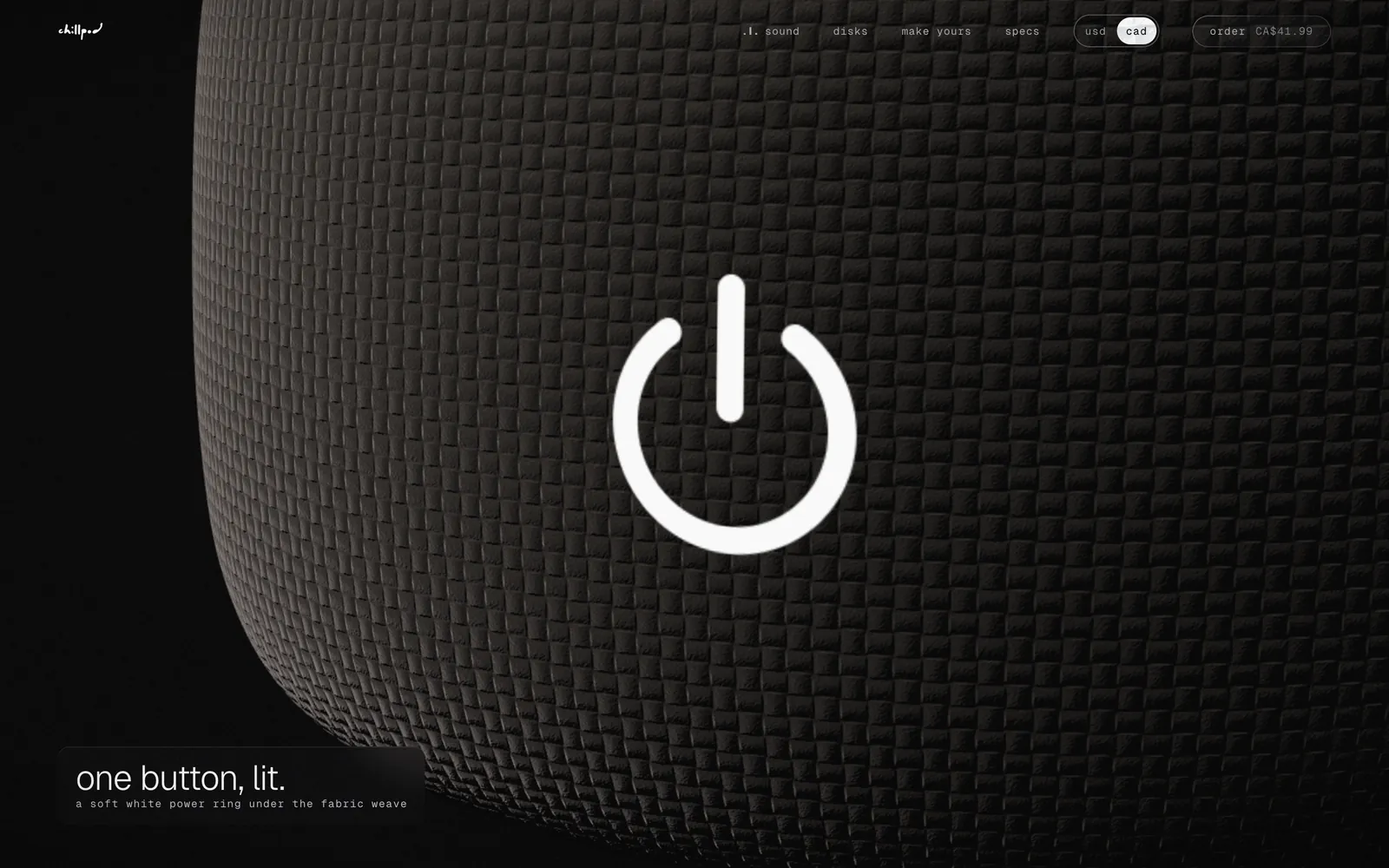 Chill Pod website, the details, screen 1