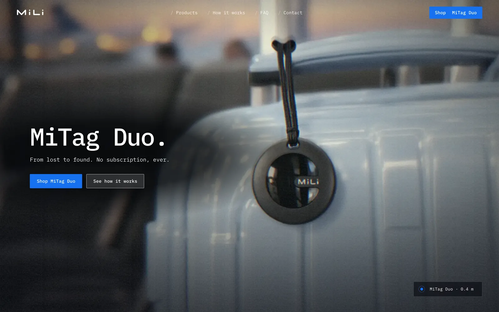 MiLi website, into the tag, screen 1