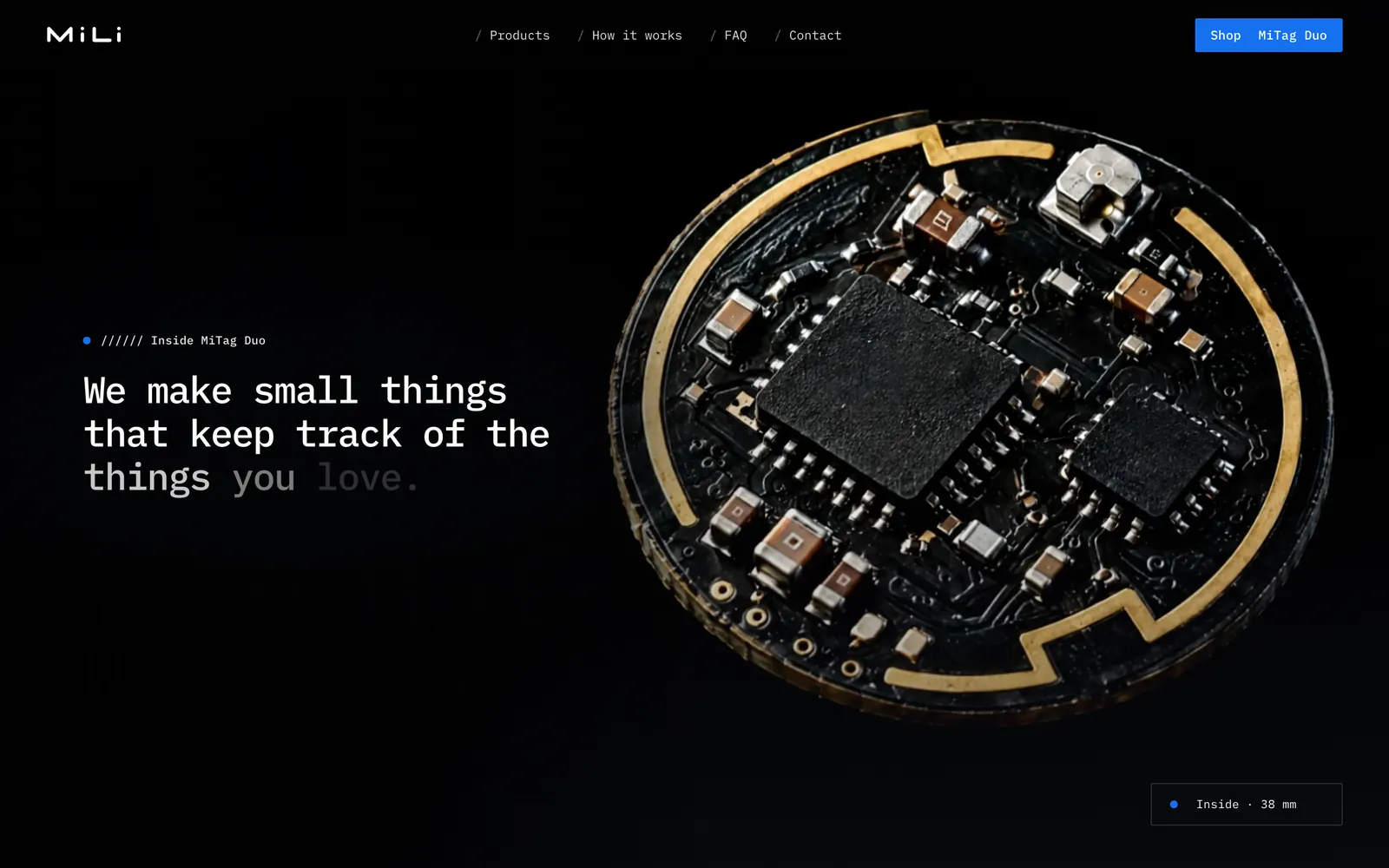 MiLi website, the teardown, screen 1